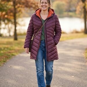 Women's Purple Hooded Puffer Jacket